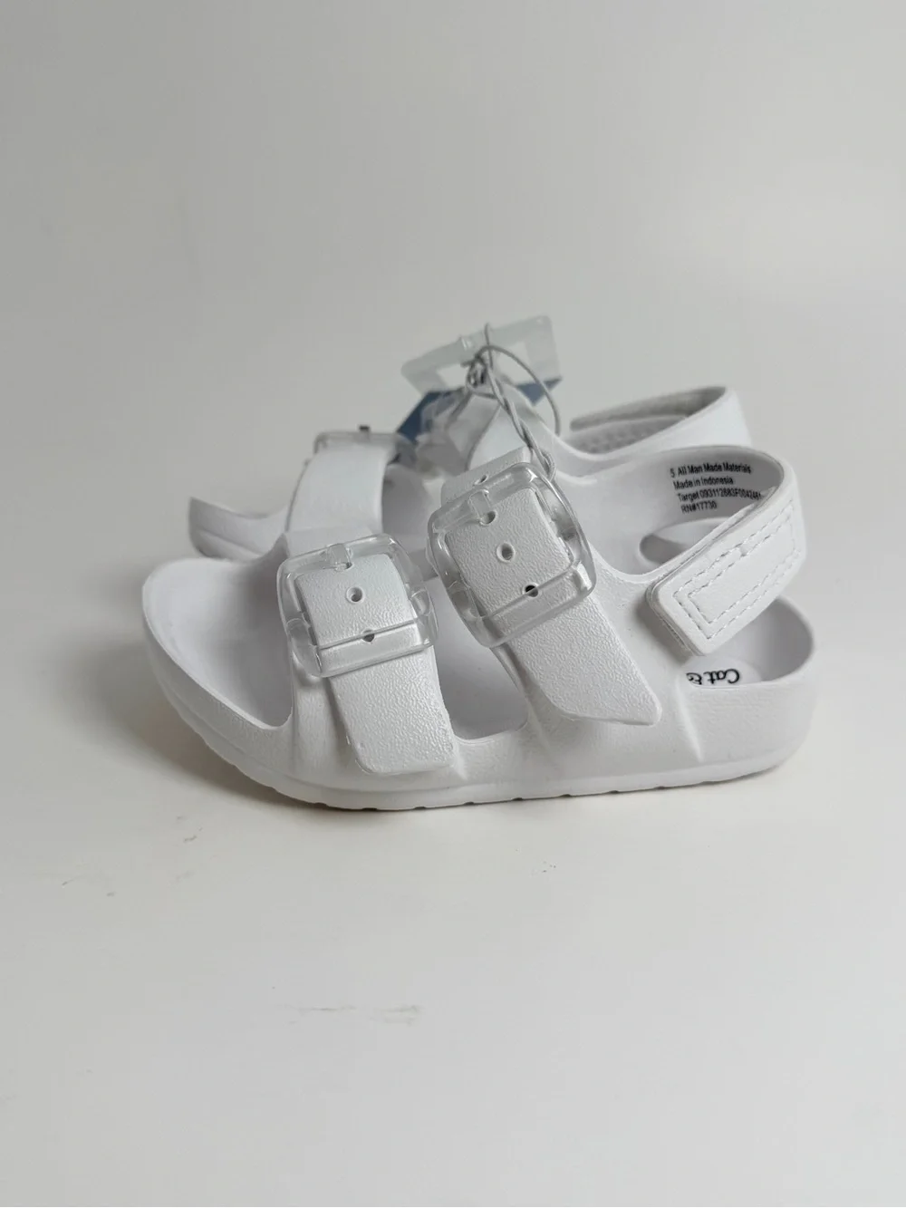 Cat & Jack White Kids Double-Strap Sandals with Clear Buckles